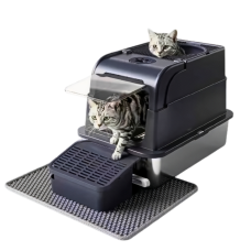 Rubeku Litter Box Hooded Stainless Steel Black Rubeku Litter Box Hooded Stainless Steel Black